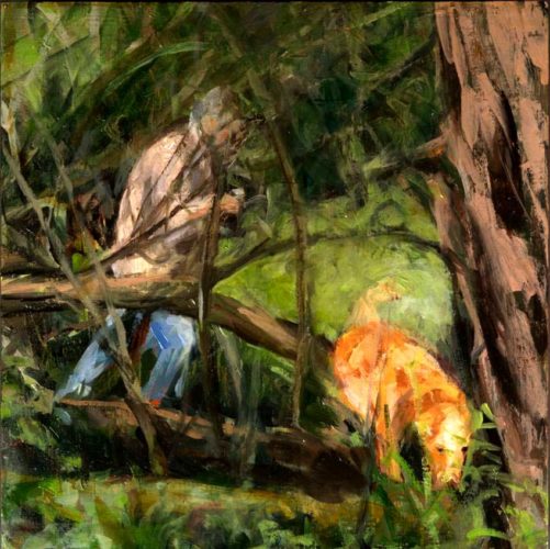 kroseth-morel-hunt-man-and-dog-woods