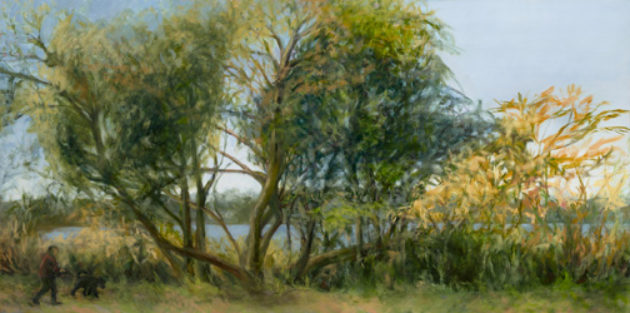 Greenlake - Walking the Dog - oil on canvas - 20x40 - 2017 - 72 res